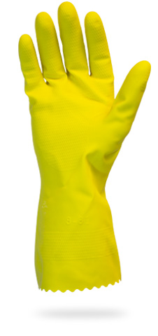 GRFY-(SIZE)-1S Supply Source Safety Zone® 18-mil Yellow Flock Lined Latex Gloves

