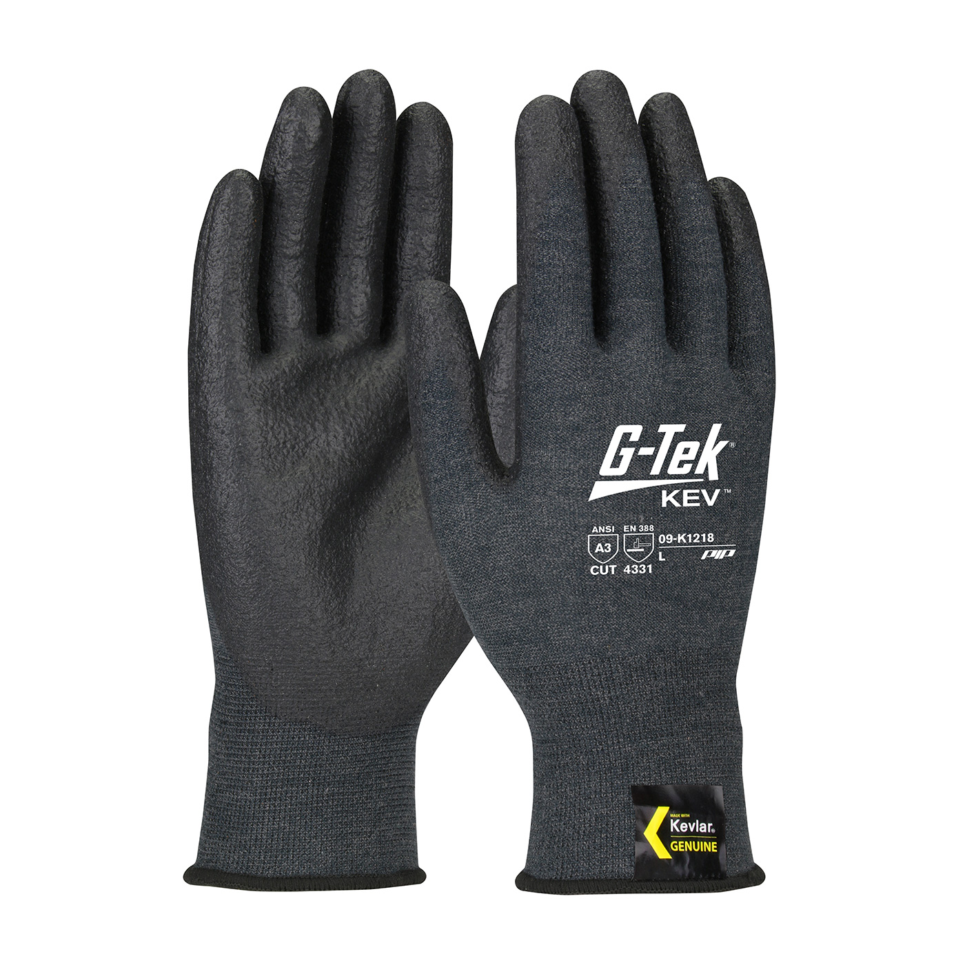 09-K1218 PIP® G-Tek® Kev™ Kevlar® NeoFoam Palm and Finger Coated Seamless Knit Gloves
