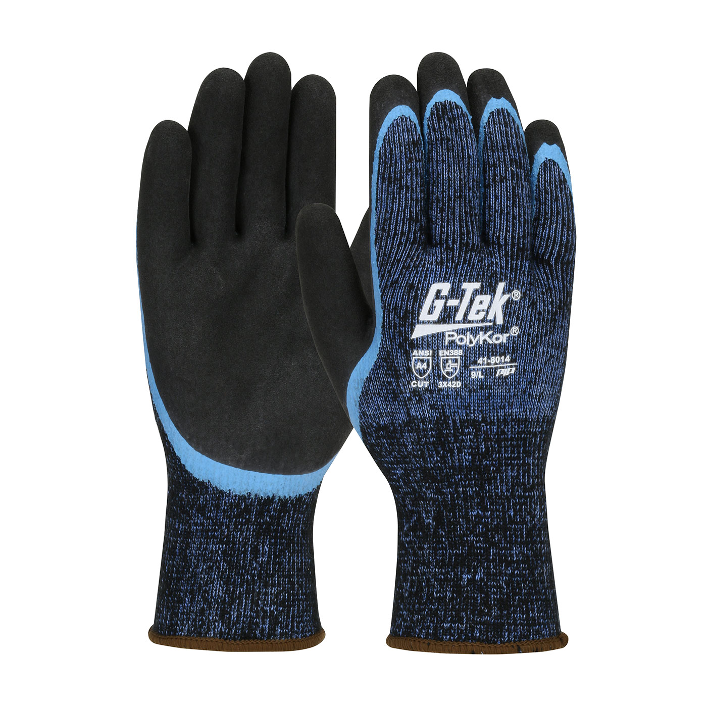 #41-8014 PIP® G-Tek® Seamless Knit PolyKor® Glove with Acrylic Liner and Double Dipped Latex  Coated MicroSurface Palm Grip