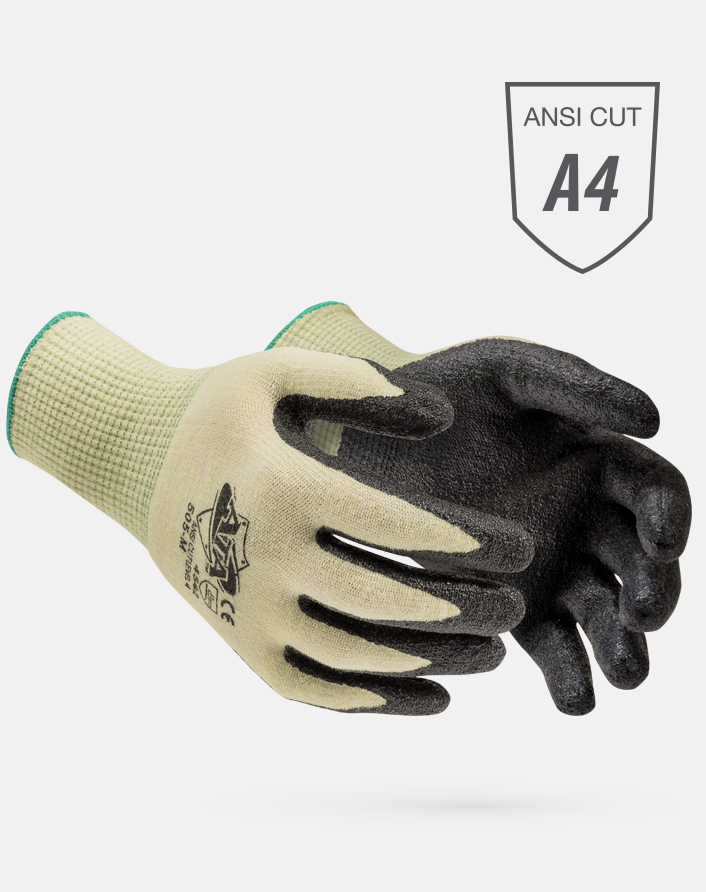 MDS Black Hybrid Palm Coated ATA® Knit A$ Cut Resistant Gloves 