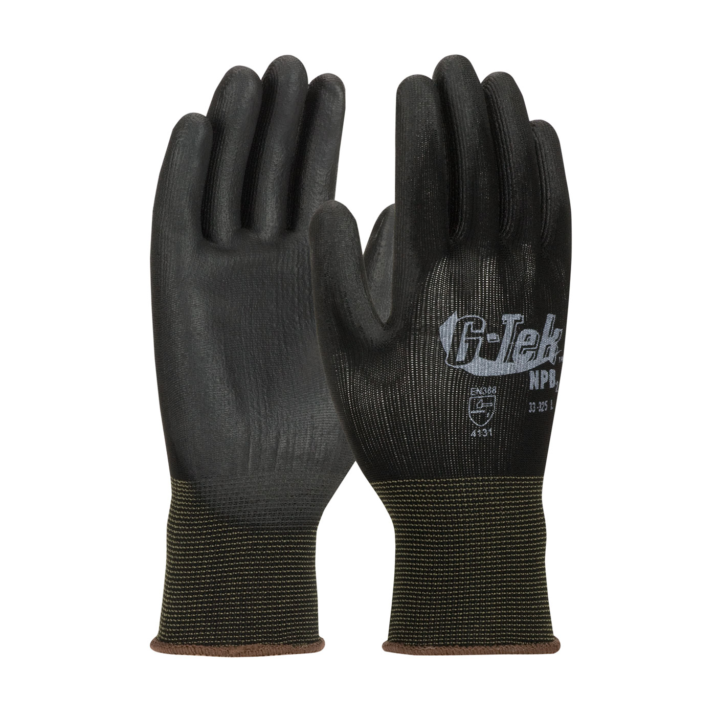 PIP® Heavy Weight Seamless Knit Black Nylon Glove with Extra Thick Black Polyurethane Coated Smooth Grip on Palm & Fingers #33-325