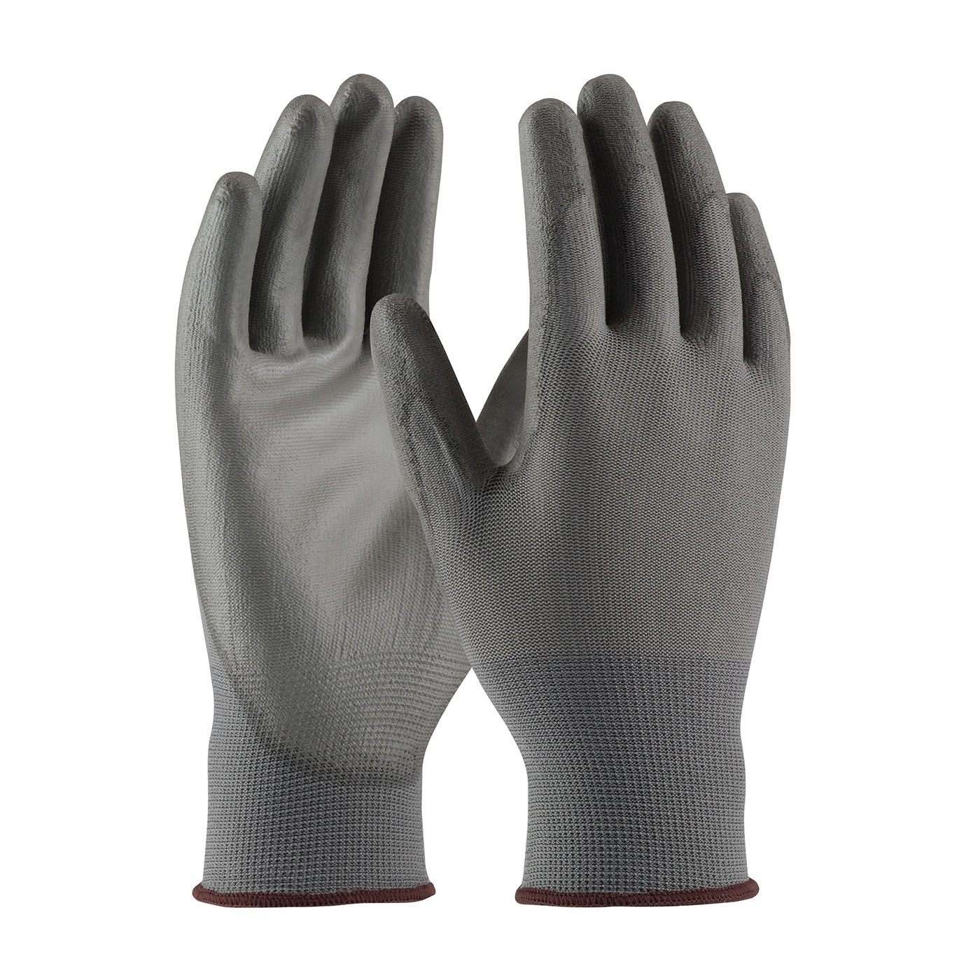PIP® Seamless Knit Gray Polyester Glove with Gray Polyurethane Coated Smooth Grip on Palm & Fingers #33-G115