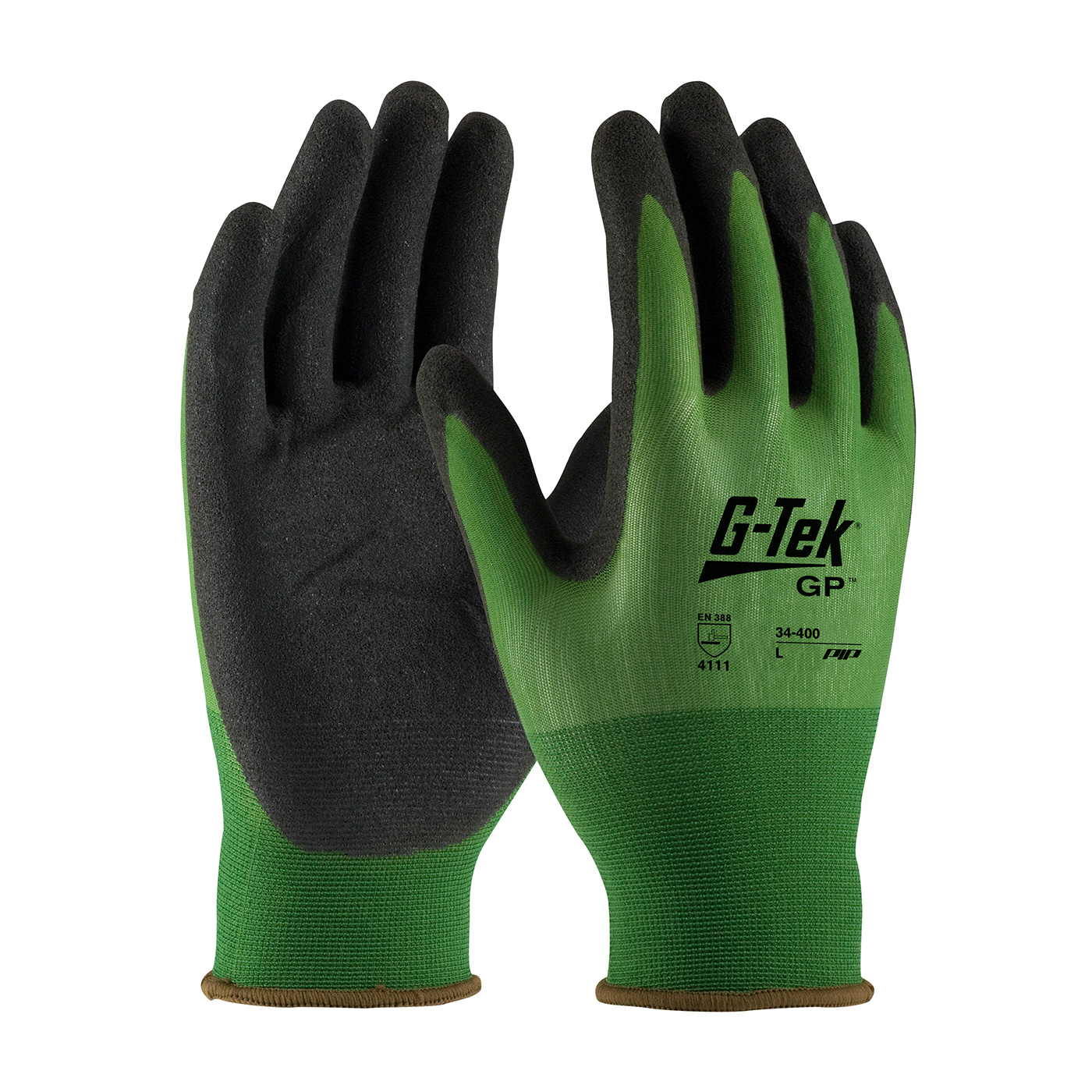 #34-400 PIP® G-Tek® GP Seamless Knit Polyester Glove with Nitrile Coated MicroSurface Grip on Palm & Fingers - 18 Gauge