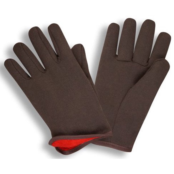 Emerald PPP Brown Jersey Gloves with Red Fleece Lining