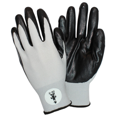 #G-NIDEX-SIZE Supply Source Safety Zone® 13-Gauge Nylon  String Knit Gloves with Black Nitrile Palm Coating