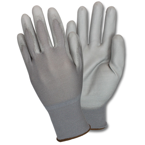 #GNPU-SIZE-4-GY-GY Supply Source Safety Zone® 13-Gauge Gray Nylon String Knit Gloves with Gray PU Palm Coating
