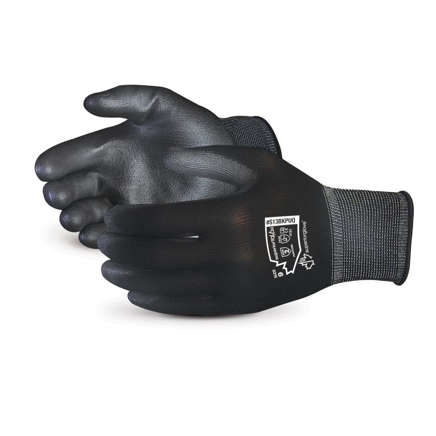 S13BKPUQ Superior Touch® Economy 13-gauge Nylon Knit Gloves w/ Polyurethane Palms