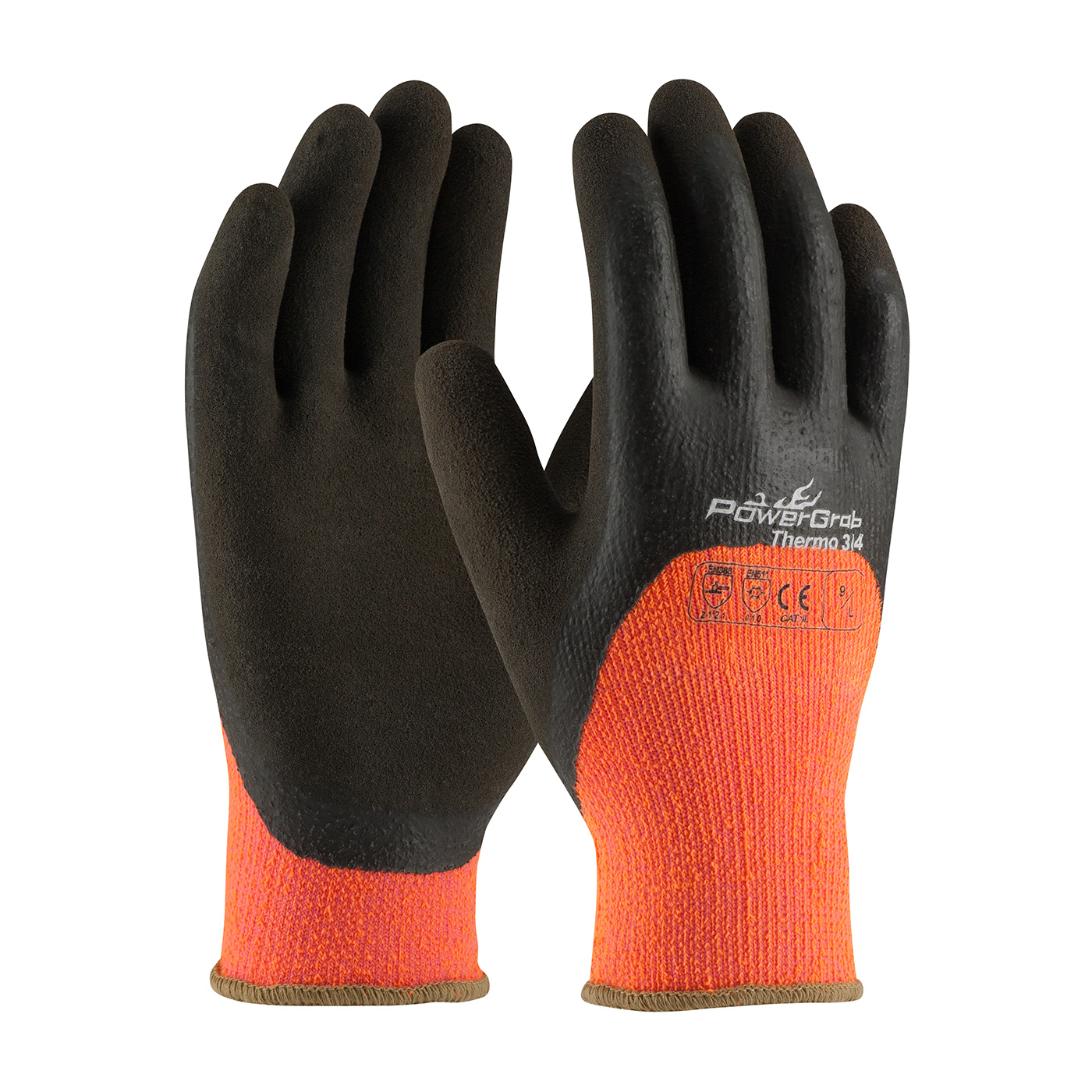 #41-1475 PIP® PowerGrab™ Thermo Hi-Vis Seamless Knit Acrylic Terry Glove with Latex MicroFinish Grip on Palm, Fingers & Knuckles 