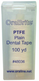 OraLine® OraBrite 100 Yard Waxed Plain PTFE Dental Tape #48036