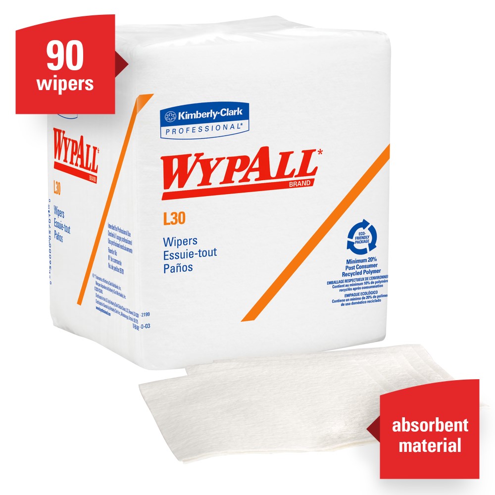 Kimberly Clark® Professional Wypall® 05812 L30 Disposable General Purpose Wipers, Poly Pack