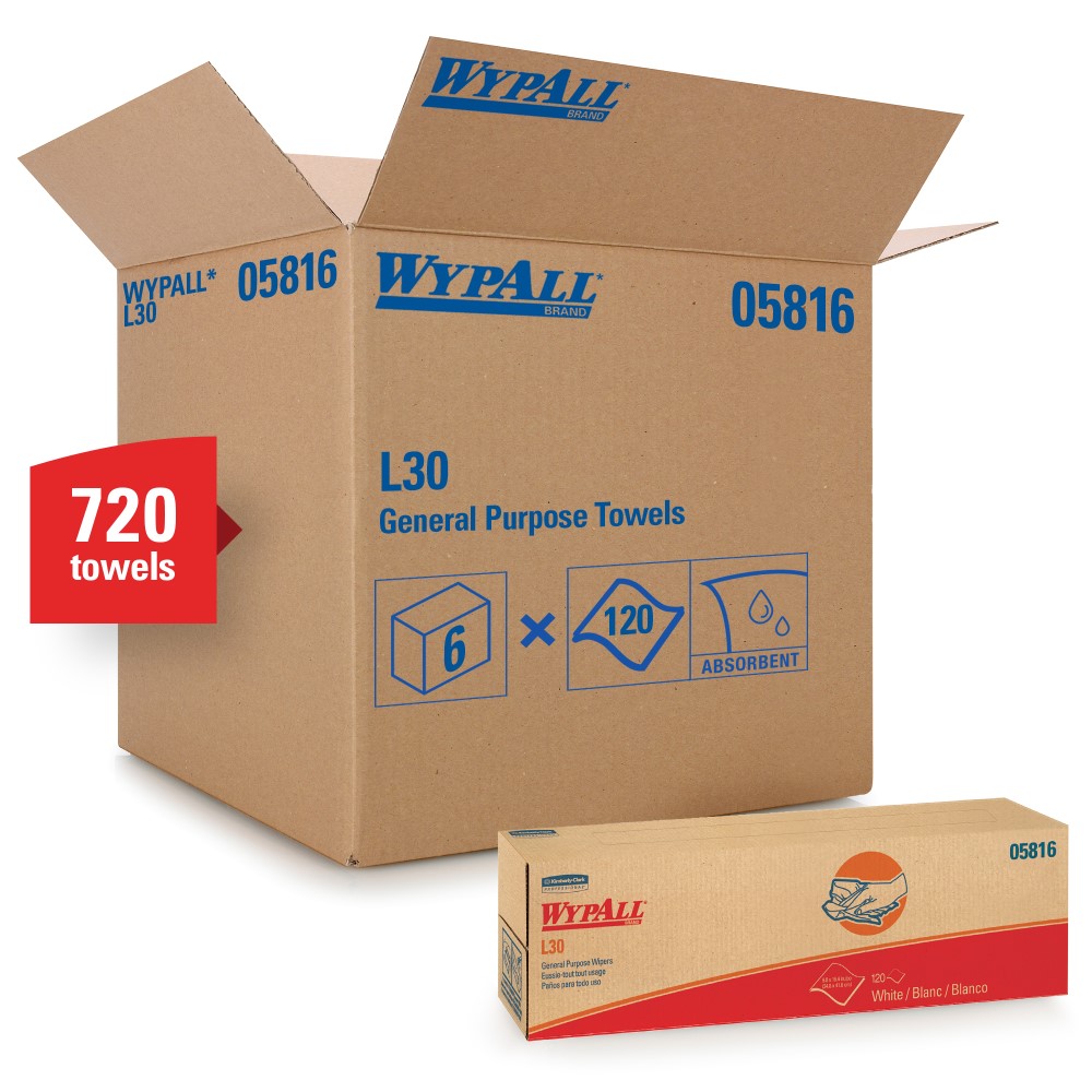Kimberly Clark® Professional Wypall® 05816 L30 Disposable Wipers, Pop-Up Box