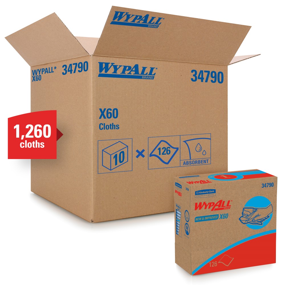 34790 Kimberly Clark® Professional Wypall® 34790 X60 Disposable Wipers, Pop-Up Box