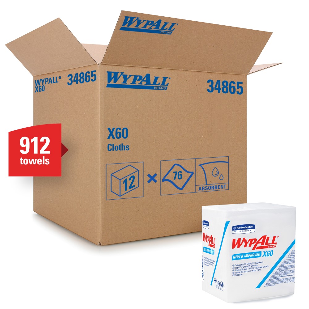 Kimberly Clark® Professional Wypall® 34865 X60 Disposable Wipers, Poly Pack