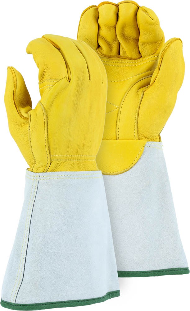 Lineman's Gauntlet Gloves Elkskin Leather Linemen Work Gloves High