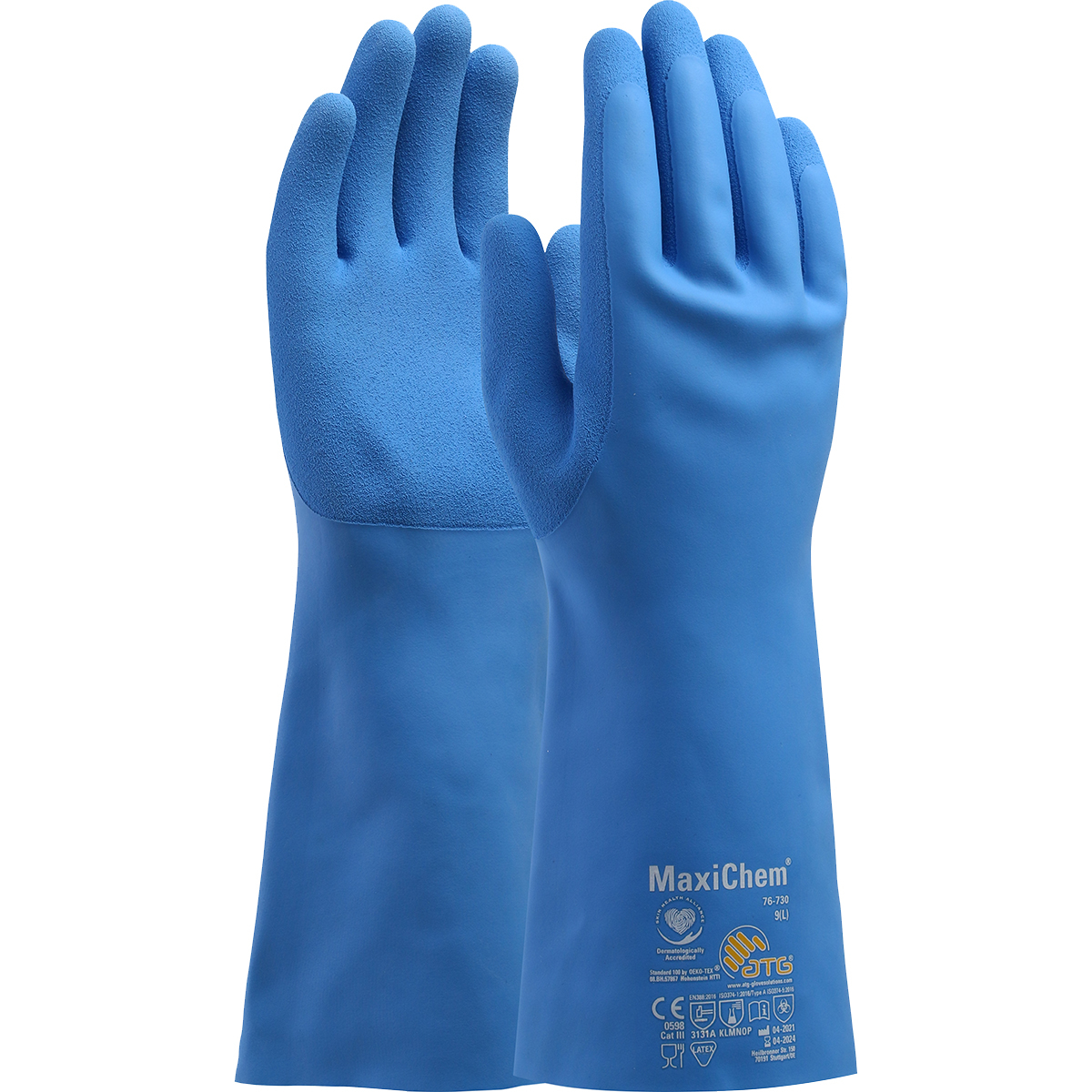 PIP® MaxiChem® 76-730 Blue Chemical Resistant Gloves - 14 Inch Gauntlet
