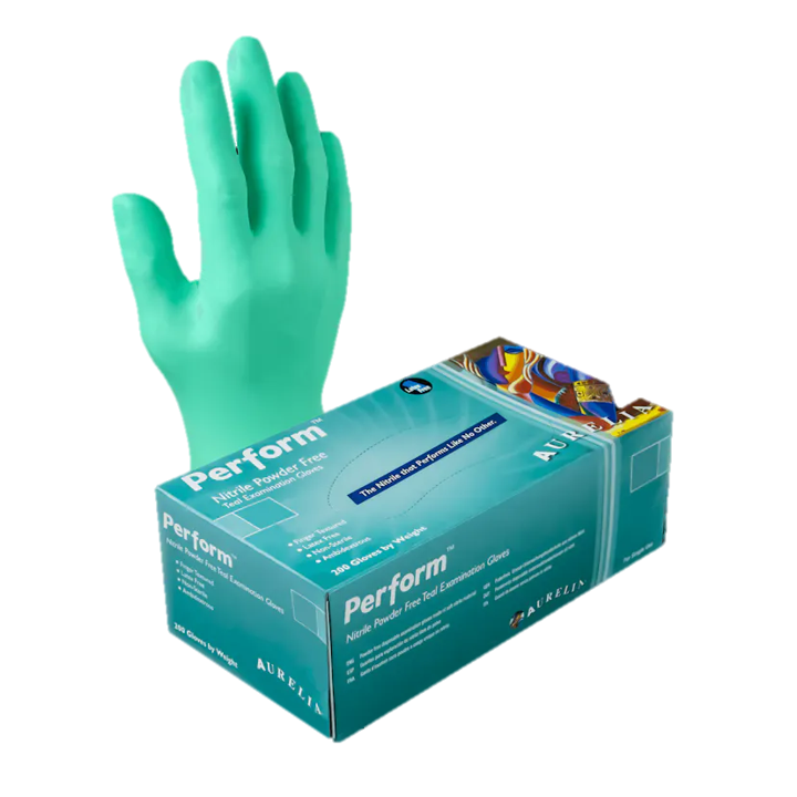 Aurelia® Perform™ Disposable Powder-Free Nitrile Exam Gloves, teal