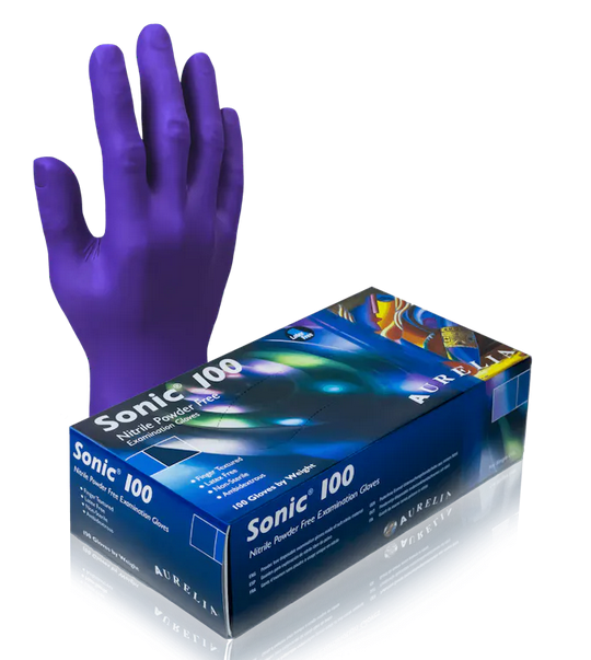 100 de seguridad guantes colour violeta de tipo strato cuenta con Berry de Ampri, polvere libre Gr, XS
