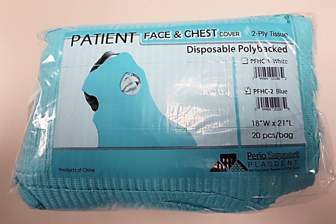 PFHC Plasdent Patient Polybacked Face & Chest Cover, 18-in x 21-in