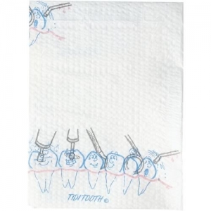 917490 Tidi® Tooth 2-Ply/Poly Back Pediatric Dental Patient Bibs- 13` X 18`