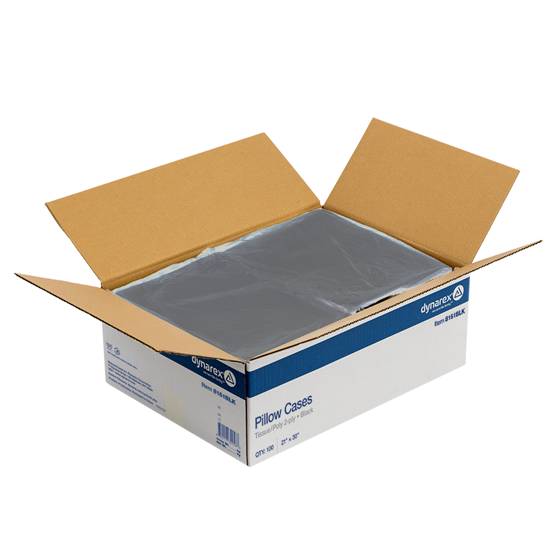 8161BLK Dynarex® Disposable Pillow Cases, Black - opened master carton