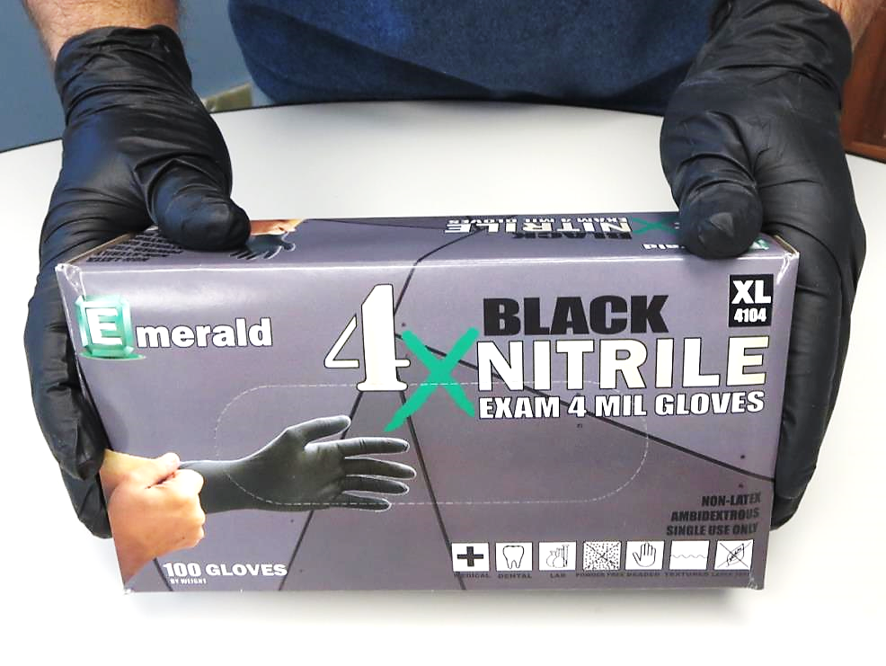Emerald 4X Single-Use Black Nitrile Exam Gloves