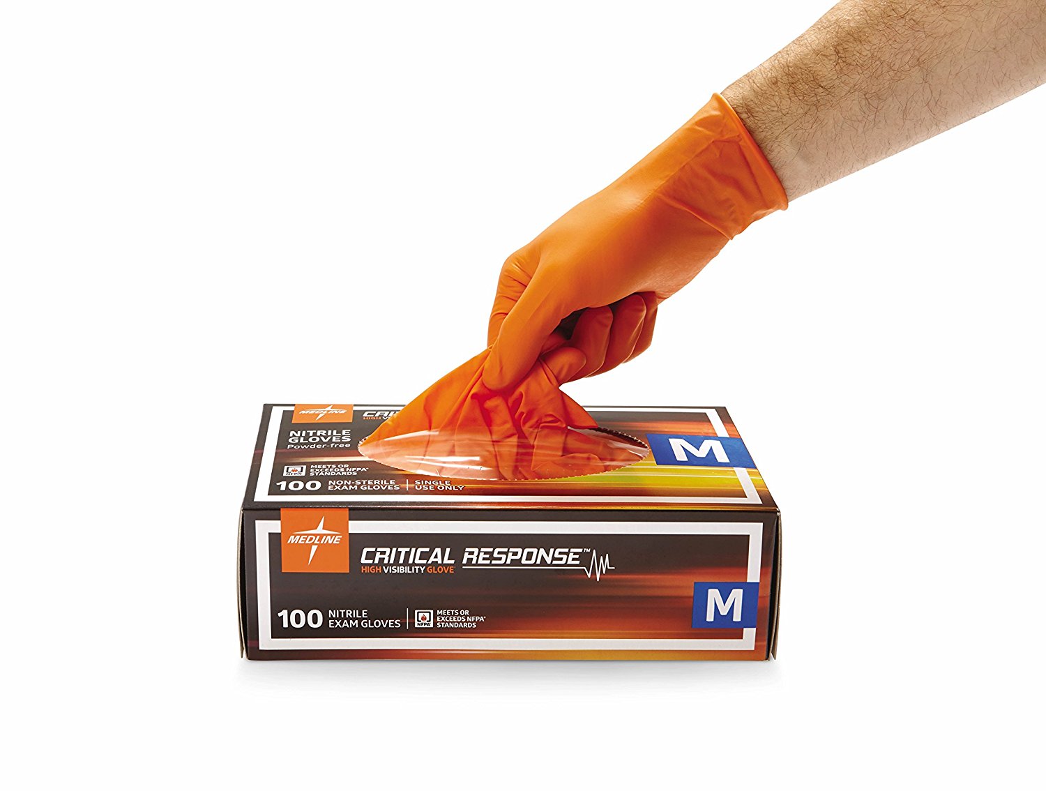 Critical Response™ Nitrile Exam Gloves HiVis Orange LatexFree