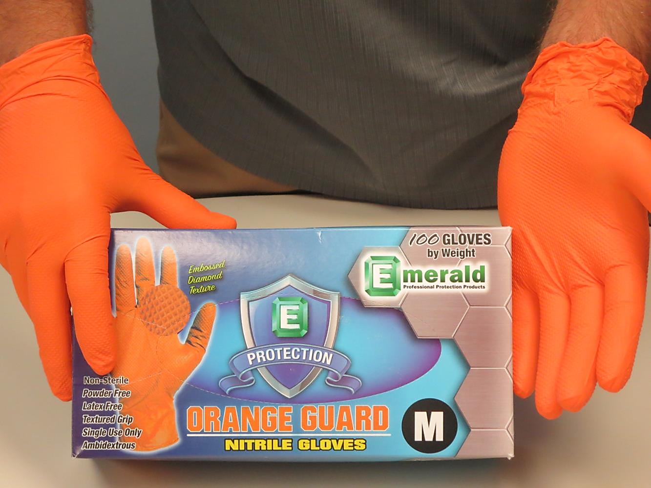 Industrial Orange Nitrile Gloves