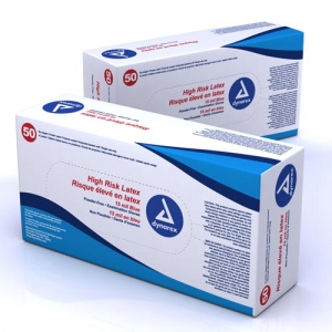 Dynarex® Blue High Risk Disposable Latex Exam Gloves - 15 mil