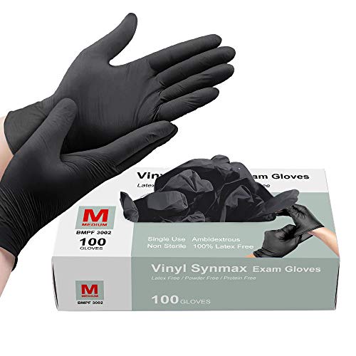 Synmax Black Exam Gloves Black LatexFree Nitrile Vinyl Blended