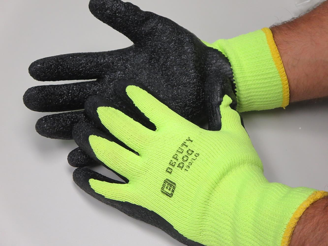 Bulk Deputy Dog Industrial Winter Work Gloves HiViz Latex Coated