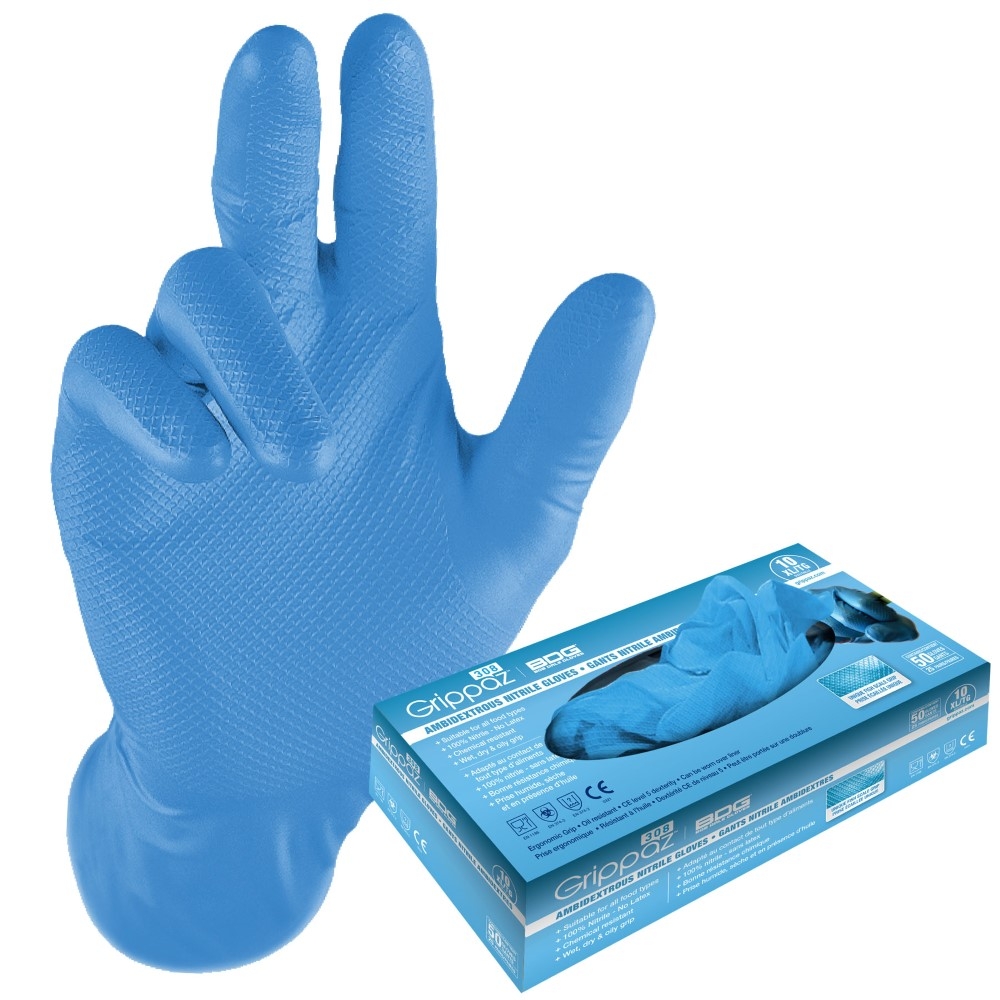Grippaz™ Skins Disposable Industrial Nitrile Gloves Black Nitrile