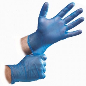 #GVP9-(SIZE)-1C-BL Supply Source Safety Zone® Powder Free Blue Vinyl Gloves

