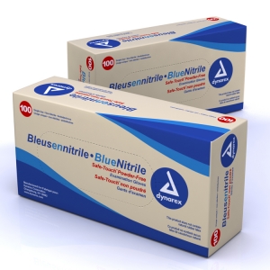  Dynarex® Blue SafeTouch™ Disposable Powder-Free Nitrile Exam Gloves