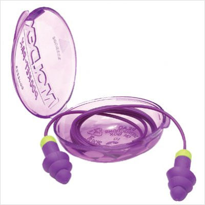 6405 Rockets™ Purple Flanged Thermoplastic Elastomer Corded Reusable Earplugs