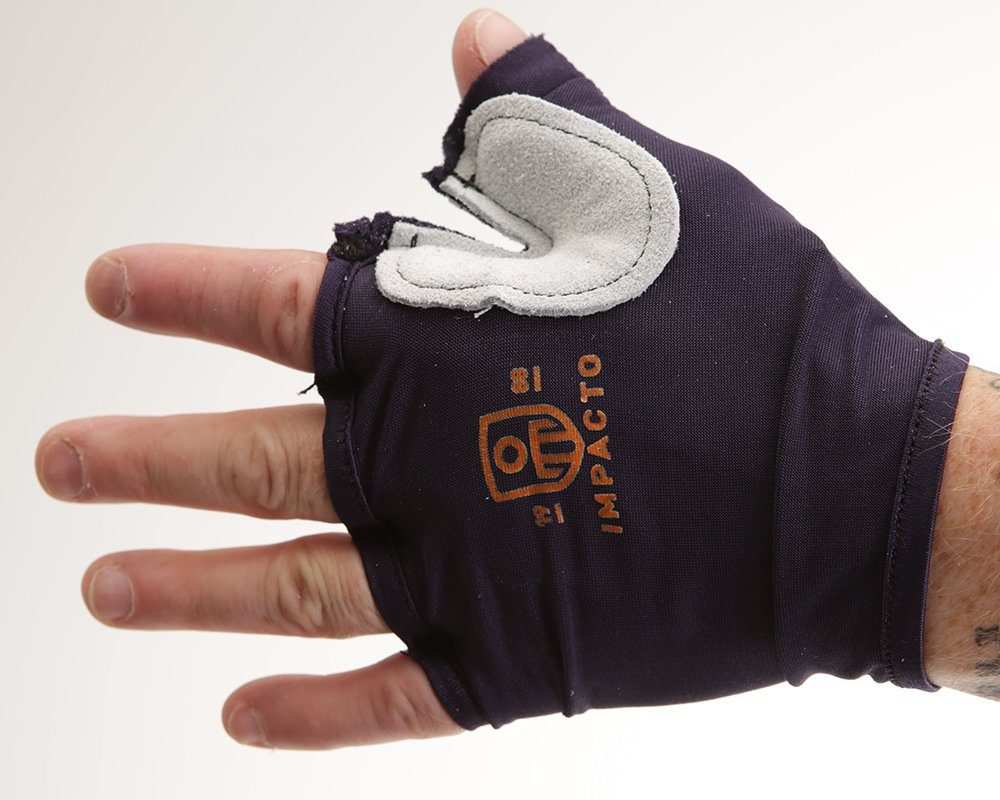 Impacto® Suede Tool Grip Glove w/  Pad Specializied Padded Fingerless Work Safety Glove