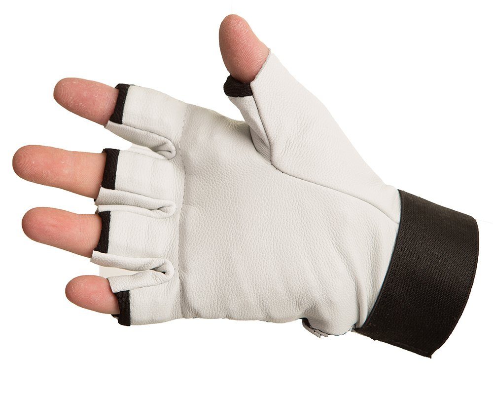 Impacto® Half Finger Pearl Leather Palm Work Safety Gloves Impact