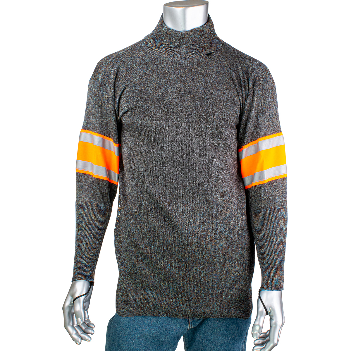 P145SP-3CM-HV2-TL PIP® Kut Gard® ATA® PreventWear™ Pullovers w/ Hi-Vis Reflective Biceps, 3` Comfort Collar & Thumb Loops