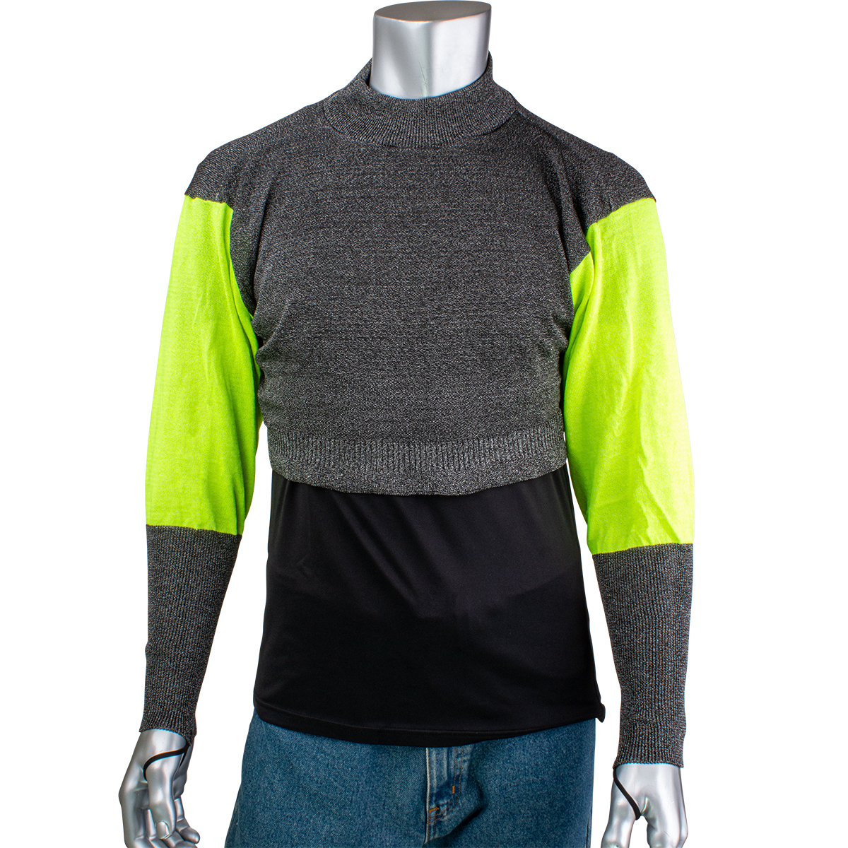 P150SP-2CM-HVB-TL PIP® Kut Gard® ATA® PreventWear™ Pullovers w/ Hi-Vis Biceps, 2` Comfort Collar & Thumb Loops