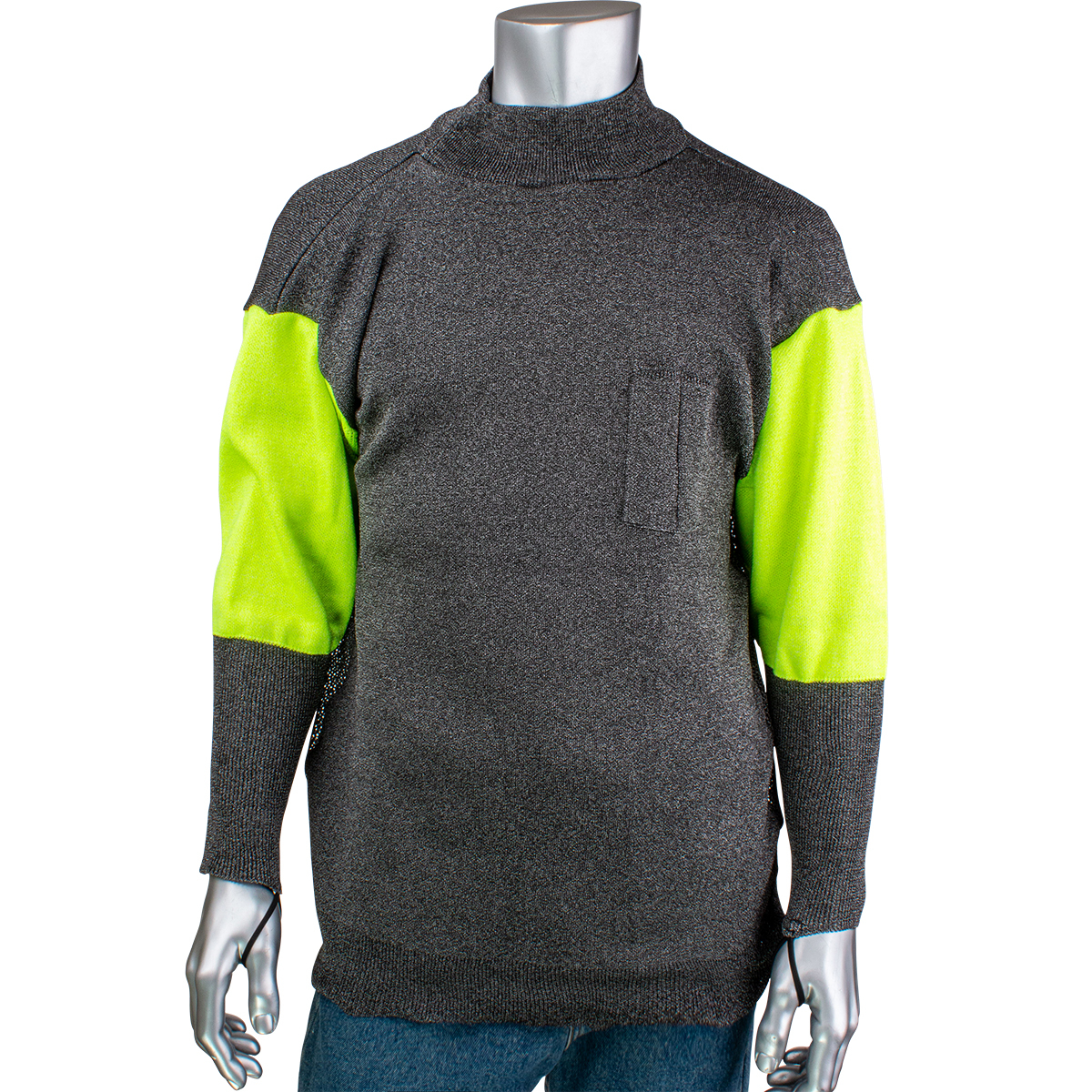 P190SP3CMHVBUV-PP1TL  PIP® Kut Gard® ATA® PreventWear™ Cut Protection Pullovers w/ Hi-Vis Sleeves, 3-in Comfort Collar and 3/4 Mesh Back