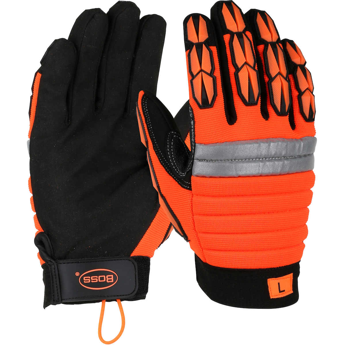 1JM400 PIP Boss® Miners' Mechanic Synthetic Leather Palm with Foam Padded Back and TPR Finger Impact Protection
