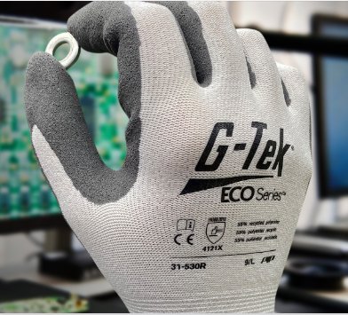 #31-530R PIP® G-Tek® ECO Series™ Seamless Knit Recycled Yarn / Spandex Blended Glove with Nitrile Coated MicroSurface Grip on Palm & Fingers