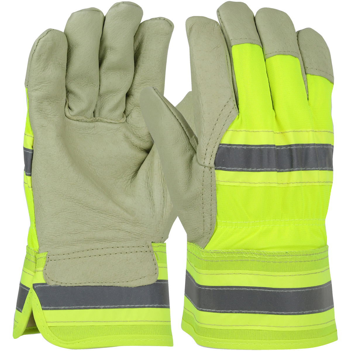#HVY1555 PIP®  Top Grain Pigskin Leather Palm Glove with Hi-Vis Nylon Back, Retro-Reflective Stripe, Thermal Liner and Knit Wrists