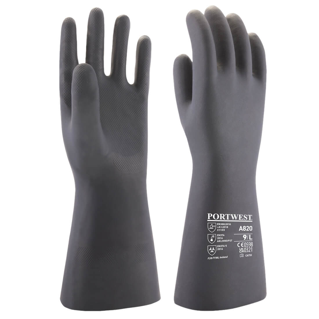 A721 Portwest® Flock-Lined Chemical Gauntlet Barrier Gloves