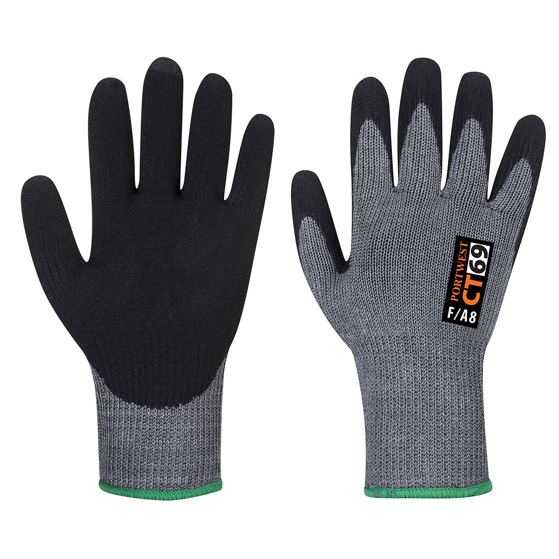 CT69  Portwest® A8 Cut Resistant Seamless Knit Nitrile Foam Coated Work Gloves