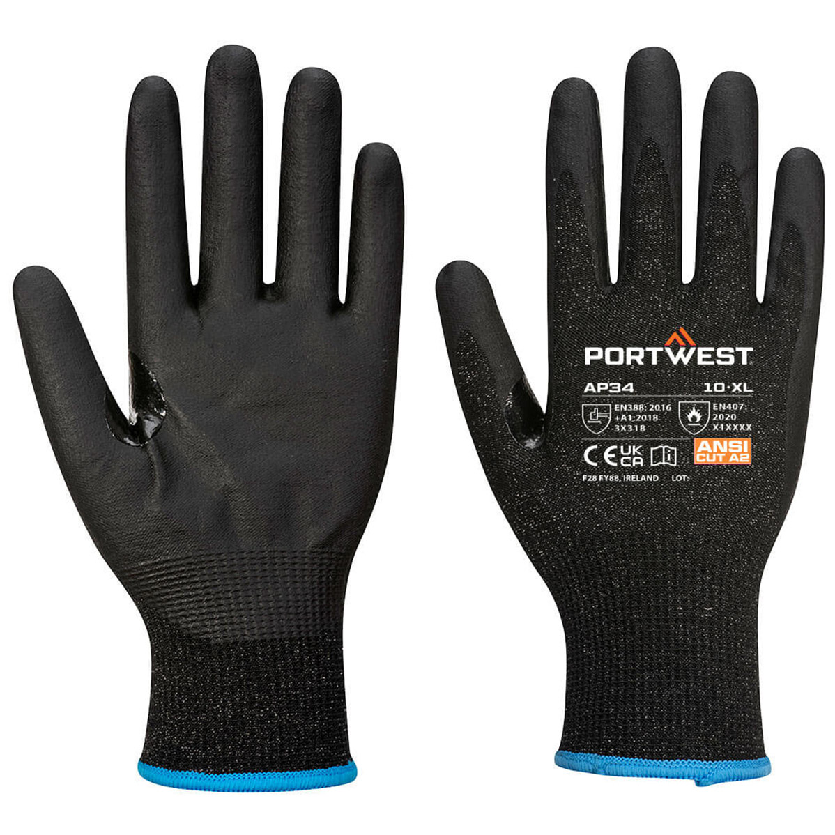 AP34 Portwest® Nitrile Foam Coated Touchscreen A2 Work Gloves