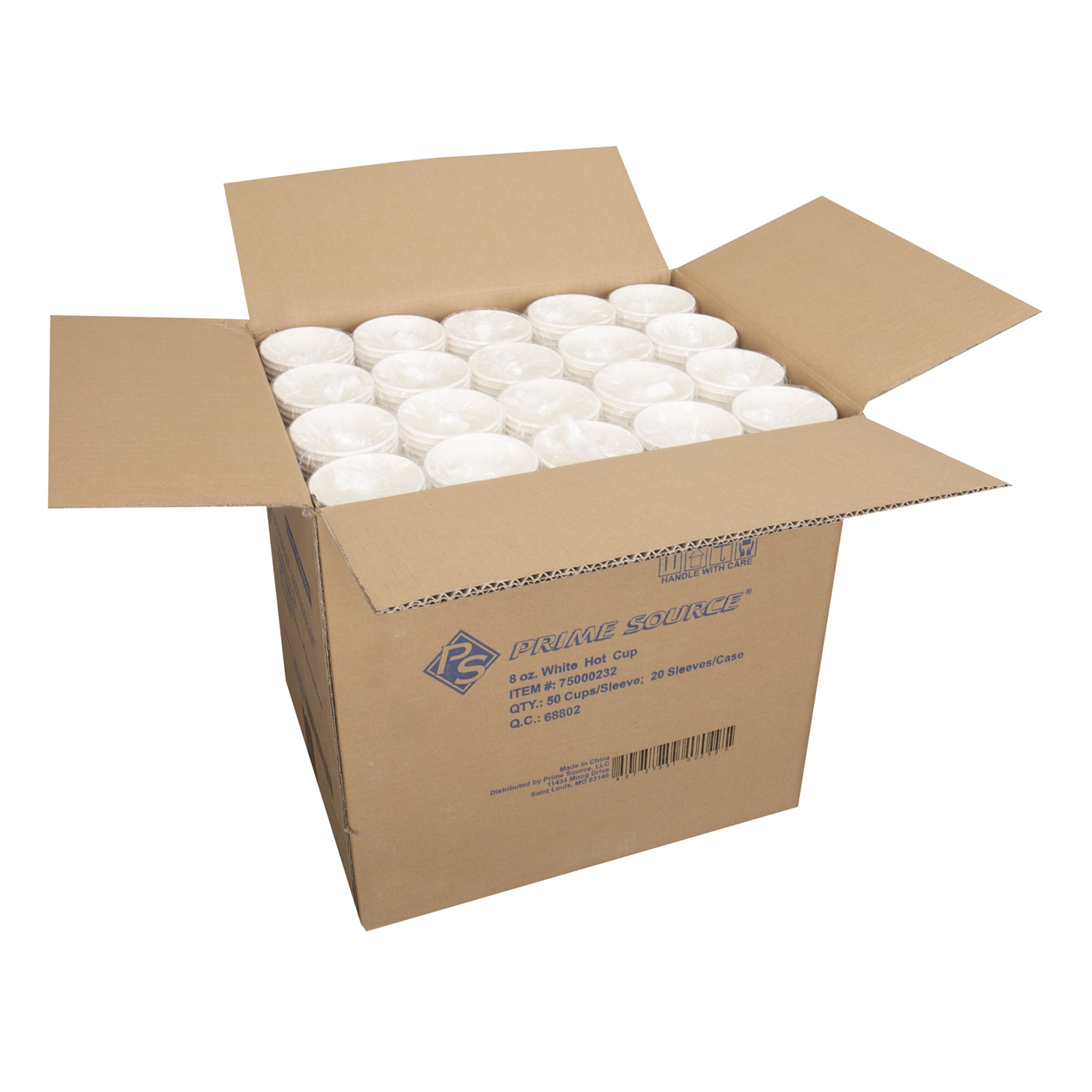 75000232 Prime Source® Hot Cup Paper 8 Oz Plain White