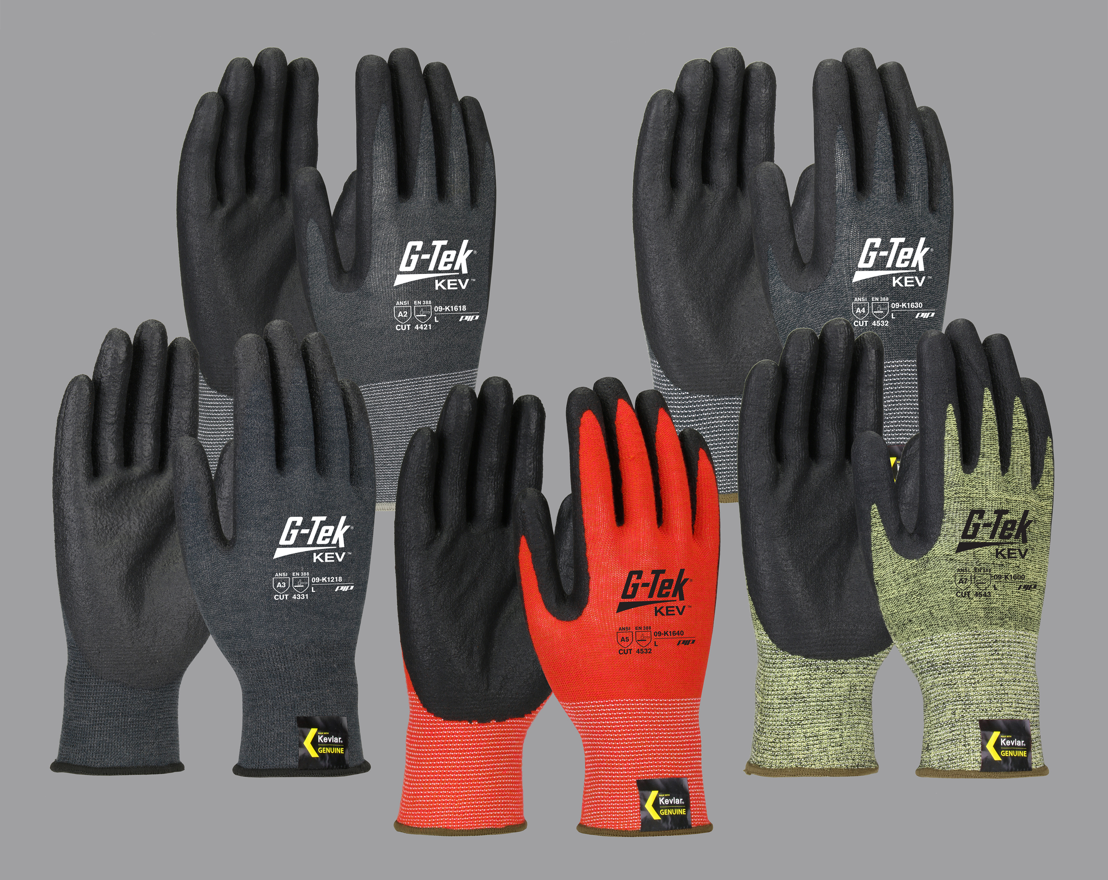 G-Tek 09-K1660-LARGE Work Gloves, Nitrile with Kevlar, LG, NO LATEX