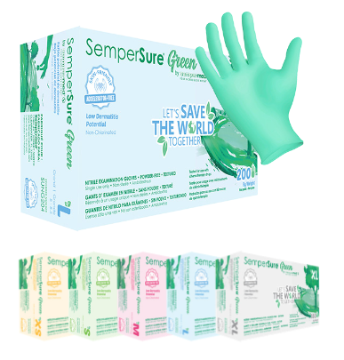 Sempermed SemperSure® Green Accelerator-Free 200-count Nitrile Exam Gloves