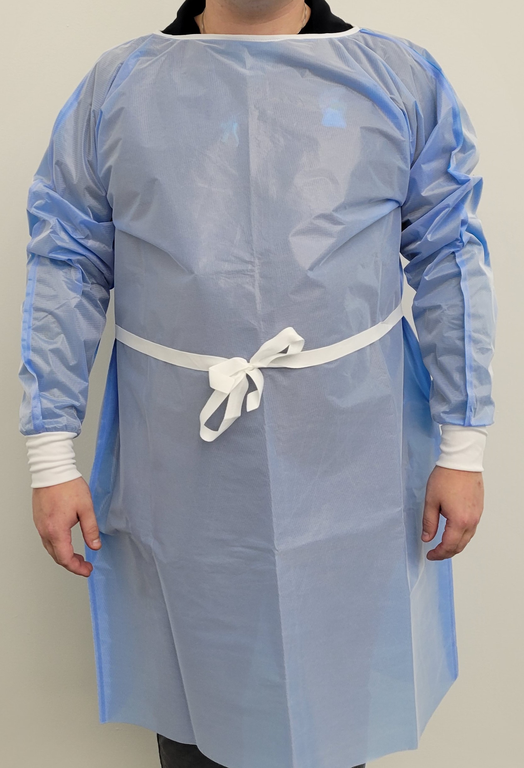SGL201RC Shawmut Protex™ Shield Reusable Blue AAMI Level 2 Closed Back Style Multi-Layer Synthetic Laminate Blue Isolation Gowns with Knitted Wrists