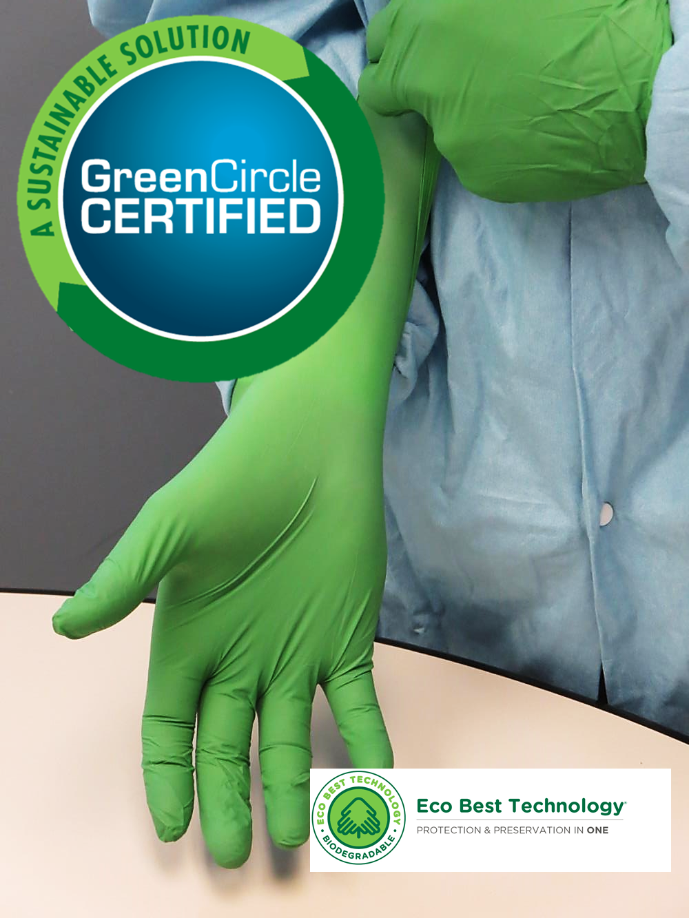 Showa® 6110PF Green Biodegradable EBT Nitrile Gloves